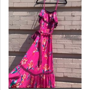 Pink floral maxi dress